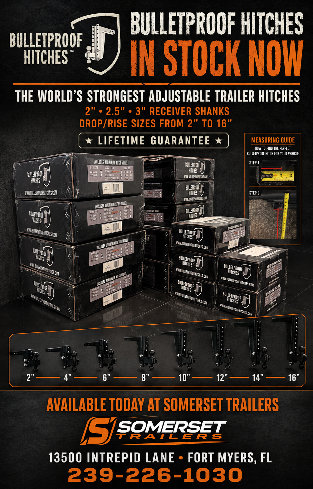 BULLETPROOF 2.0" MEDIUM DUTY 6" DROP/RISE HITCH MD206 image 2